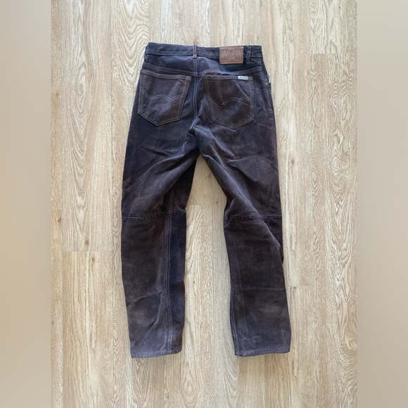 Mens vintage brown leather pants size M - Picture 2 of 5